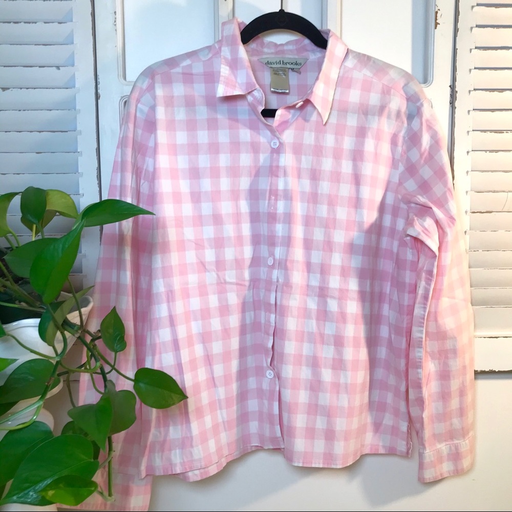 Pink Checkered Button Down - image 1